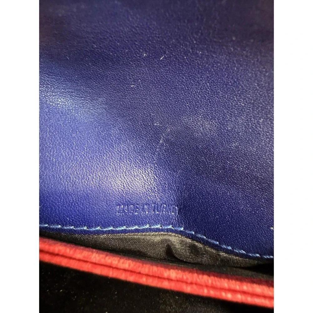 Vintage Coach Compact Wallet Red Leather Colorblock Blue Card Holder Coin Pouch